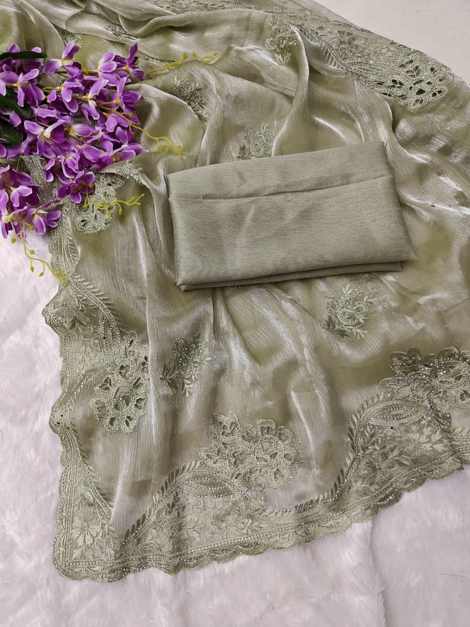 Soft Rich Shiny Chiffon Silk saree