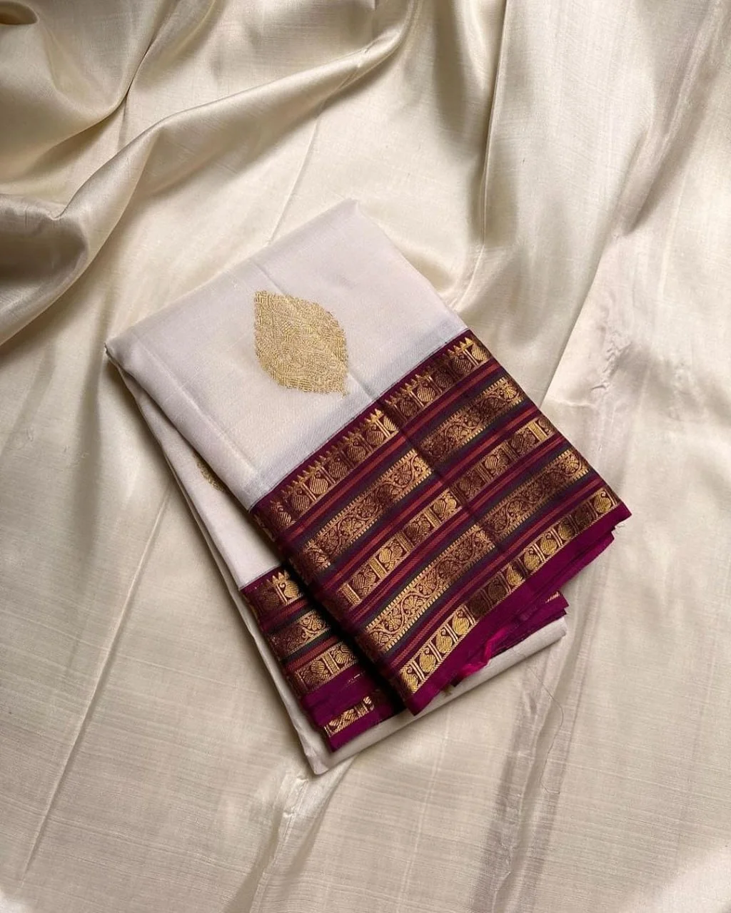 White Banrasi soft silk saree